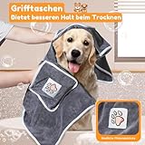 Laamsamling 120x70cm Hundehandtuch, 2 Stück Hundehandtuch Extra Saugfähig mit Griffaschen, Mikrofaser-Handtücher für Hunde und Katzen – ideal für Kleine, Mittelgroße und Große Hunde