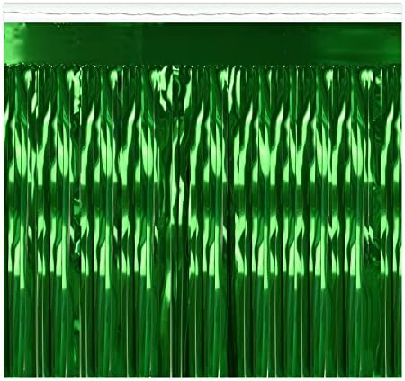 Beistle Green Metallic Plastic Fringe Drape Banner For Parade Floats Happy St Patrick’s Day Mardi Gras Decorations Tinsel Curtain Photo Booth Prop Backdrop Birthday Party Supplies, 15" x 10'