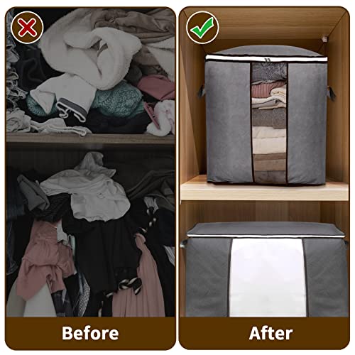 Grande custodia pieghevole per abiti (5 pezzi), chiusura lampo durevole e manico rinforzato, in tessuto non tessuto per vestiti, biancheria da letto, trapunte, cuscino - Image 7