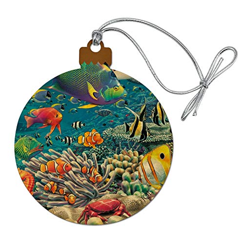 GRAPHICS & MORE Ocean Coral Reef Angel Clown Fish Diving Wood Christmas Tree Holiday Ornament