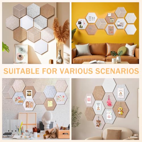 Image of Climberty 10Pcs Felt Bulletin Board Tiles with 50 Thumbtacks, Hexagon Vision Board Wall Decor, Self-Adhesive Photo Pin Board Panels for Notes, Office & Home DIY Display