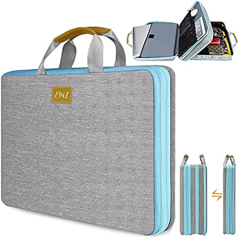 ZINZ Slim & Expandable Laptop Sleeve 15 15.6 16 Inch Case Bag for Popular 15"-16" Notebooks Water-Resistant Handbag Multipurpose Computer Accessories Storage Bag -Gray Cover