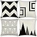 Set di 4 Federe Decorative Copricuscini per Divano Ufficio Camera da Letto Romantico Stile Geometria in Bianco e Nero Cuscini 45x45 cm