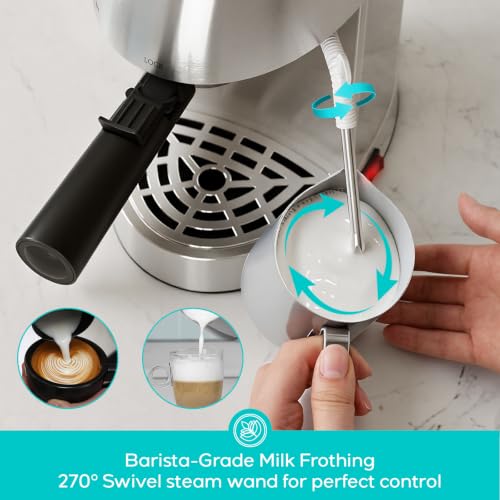 Image of CASABREWS 3.5 Bar 4 Cup Espresso Cappuccino Machine with Milk Frother | Stainless Steel, Milk Frother, Dual Safety Switches, 800W, Compact for Home, Brew Espresso, Latte, Cappuccino, Iced Coffee