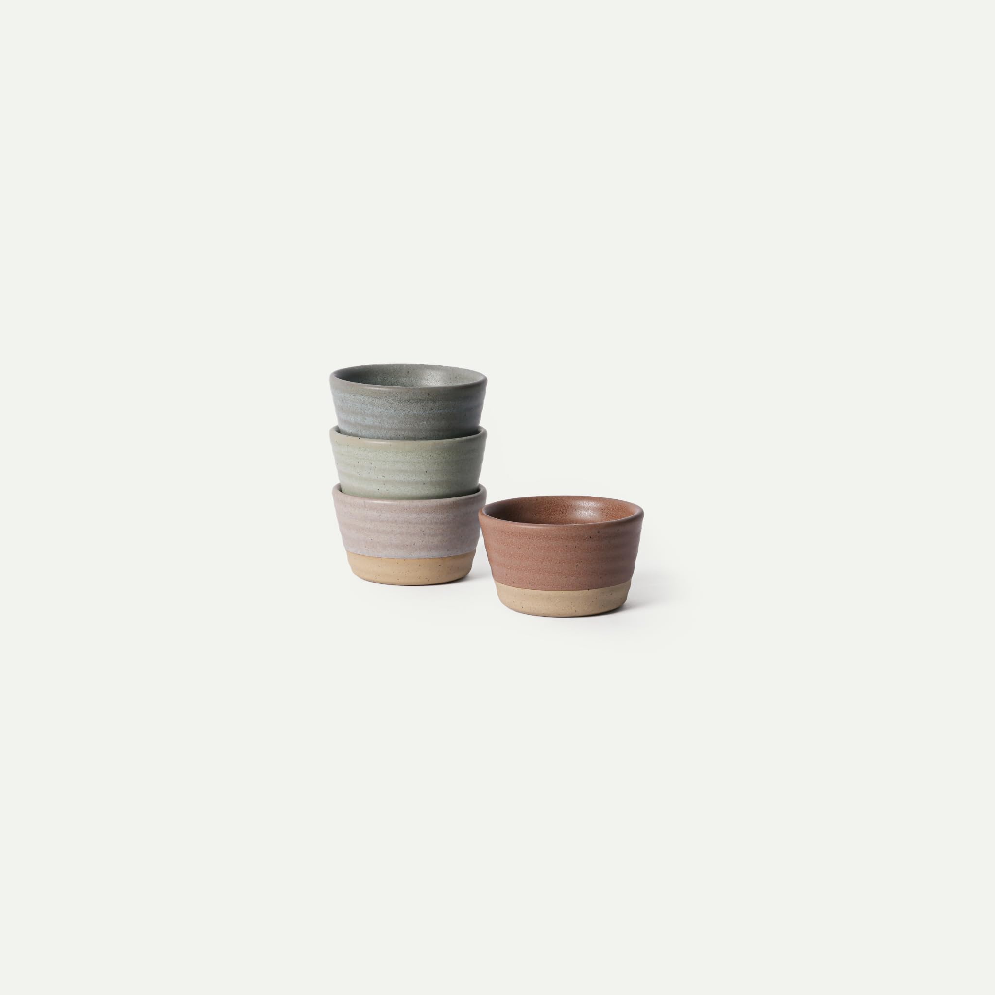 Micro Ramekins Set of 4, 6oz Ceramic Pottery Baking Dishes - Microwave, Oven and Dishwasher Safe - Harvest