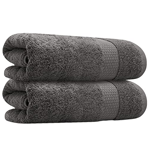 Towelogy® 2 Piece Hand Towel Set - Hand Towels for Bathroom 100% Cotton Multipurpose Washcloths Ideal for Everyday Use Fade Resistant 50 x 85cm | Machine Washable (Grey Charcoal, 2)