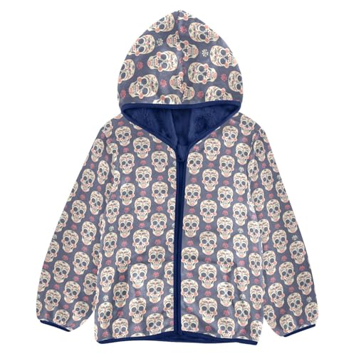 Skull Boys Fleece Coat,Children's Zip-Up Hoodie Jacket,Baby Warm Fashion Outerwear 3-10T,A113331