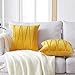 Top Finel Decorative Hand-Made Throw Pillow Cases Soft Particles Velvet Solid Cushion Covers 16 X 16 for Couch Bedroom Car, Pack of 2, Mustard Yellow