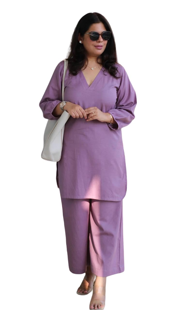 GenericClassy Look Women Cotton slub Co-ord Kurta and Pant Set for Women by SHOPPINGHUB
