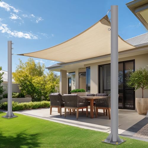 2 Pack Sun Shade Poles,10Ft Shade Sail Poles with Flat...
