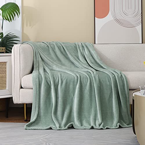 Image of JIAHANNHA Saga Green Throw Blanket Fleece Blanket 50 inchx60 inch,Super Soft Cozy Plush Throw Blanket for Couch Sofa Bed,Warm and Lightweight Bed Blankets for Adults