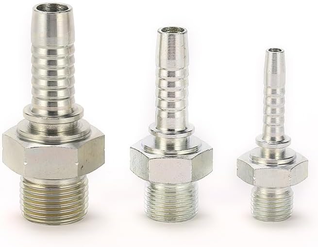 BSP Straight Male With Larger Hex Hydraulic Hose Crimping Fittings, BSP Hose Fittings, 12611A, 20PCS Set (1/4'' Hose x Male BSP 1/4'')