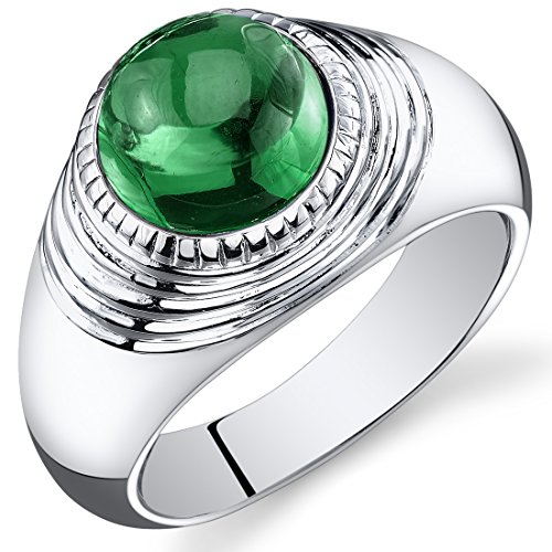 Peora Mens 5.50 Carats Simulated Emerald Ring Sterling Silver Size 11 Peora Mens 5.50 Carats Simulated Emerald Ring Sterling Silver Size 11