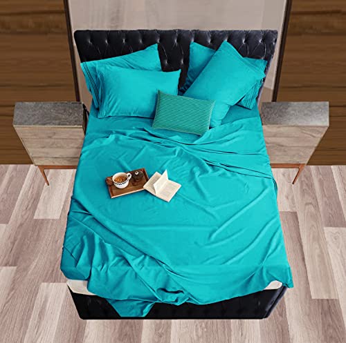Image of Mocassi Hotel Luxury 1800 Thread Count Bedding Pillowcases Standard Size Set of 2 - Pillow Covers - Pillow Protector - Cooling Pillowcases (Set of 2 Standard /Queen Size, Teal)