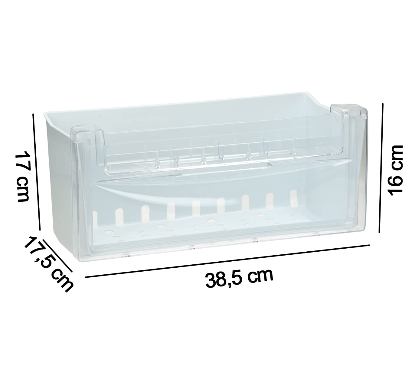 Cassetto Inferiore Freezer Congelatore compatibile con Ariston Hotpoint Scholtes, PW/Cristal, Dimensioni: (LHP) 385x170x175 mm, Codice Articolo 283233