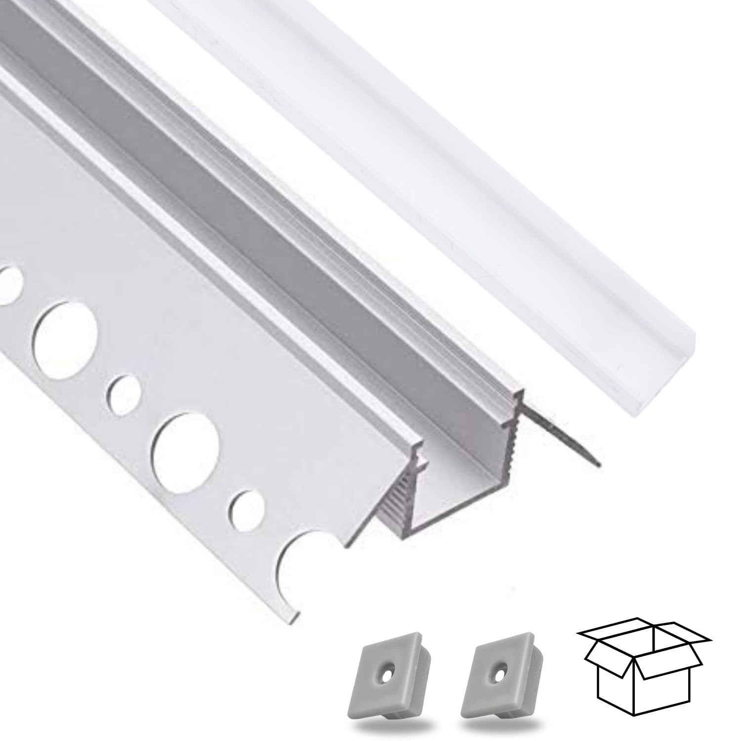 Profilo LED Per Cartongesso INNOVATE 2m Con Diffusore | Angolo Esterno | Alluminio Anodizzato - 5