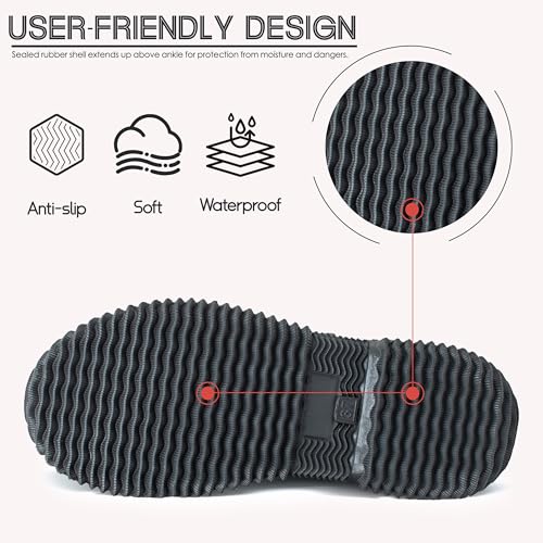 Image of Hbxooxts Women Mud Boots Waterproof Garden Shoes, Anti-Slip Rubber Rain Boots for Women, Outdoor Work and Farming with Easy-Clean Design