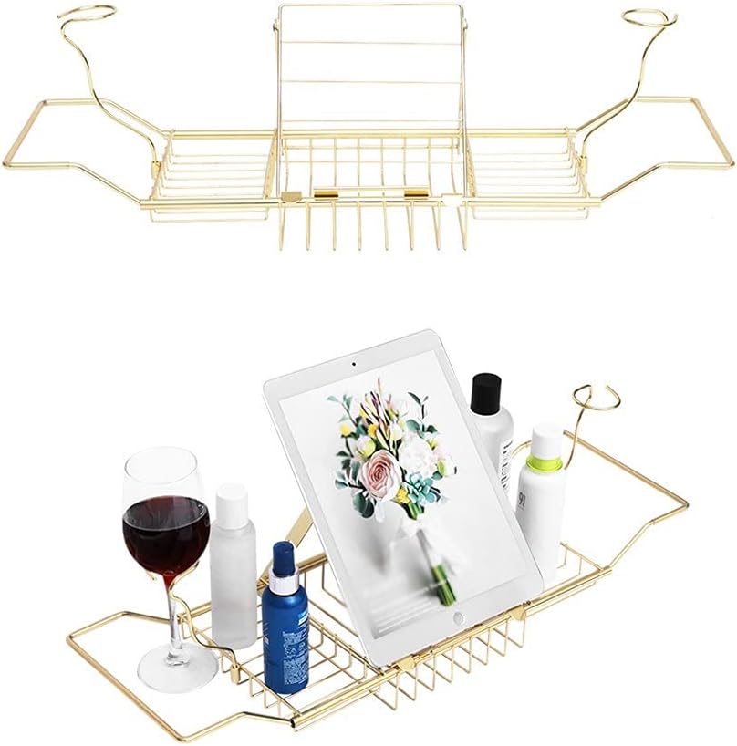 Bathtub Tray Household Drainage Retractable Bathtub Rack Bathroom Organizer Bathtub Tray Kitchen Sink Bathtub and Storage Rack Tray,