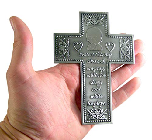 K-Musculo Protect This Boy Pewter Wall Cross for First Communion or Baptism 5 3/8 InchK-Musculo Protect This Boy Pewter Wall Cross for First Communion or Baptism 5 3/8 InchK-Musculo Protect This Boy