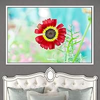 Framed Canvas Wall Art Bright Flowers Closeup Colorful Cool Floral Multicolor Petal Photography Realism Romantics - 16x24 inches