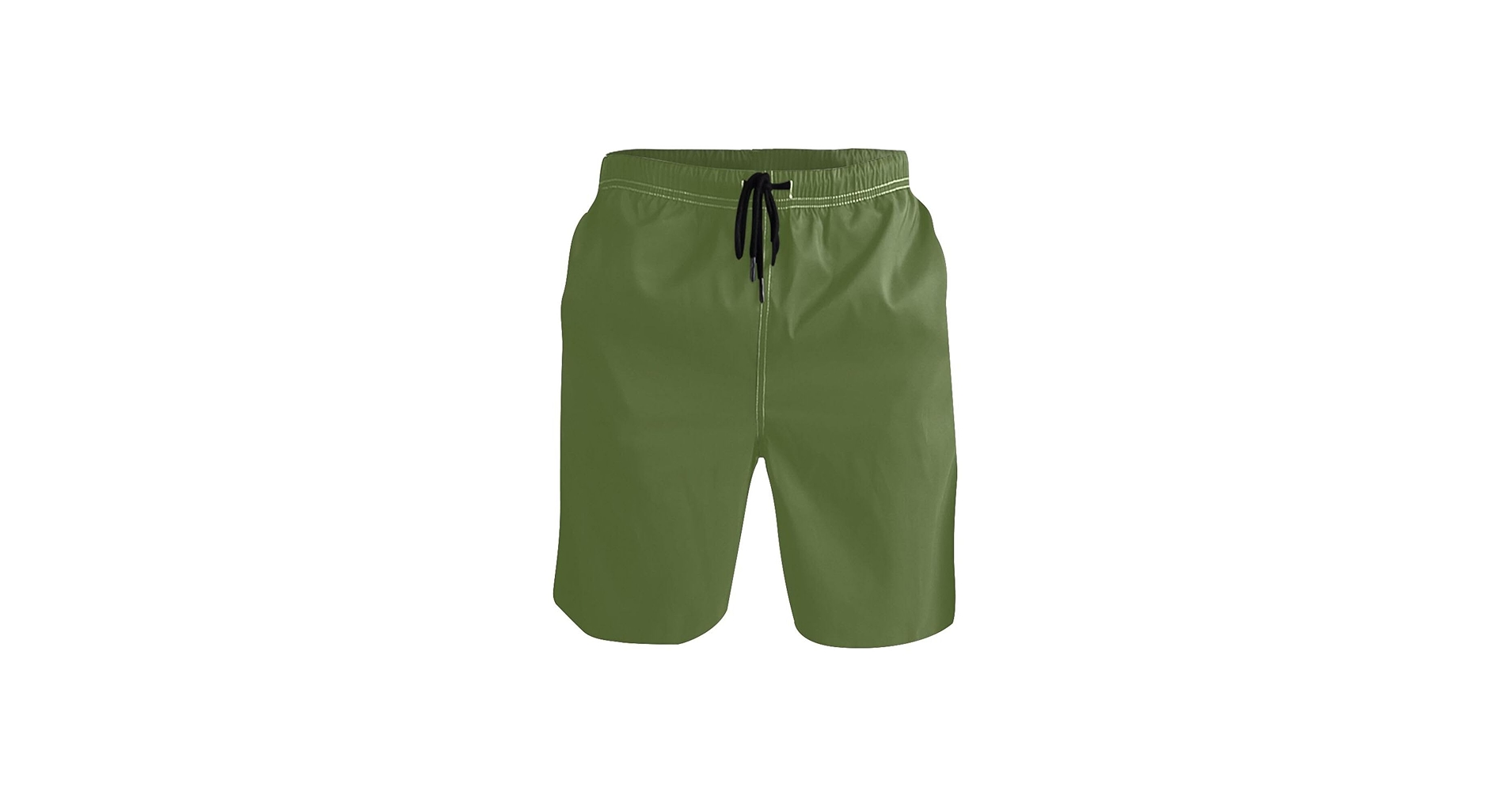 HMZXZ Beach Board Shorts Dark Olive Green Solid Color Men's