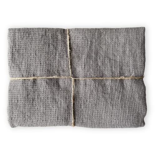 JOWOLLINA Toalla de baño de lino lavado a piedra (gris cálido, 100 x 160 cm) Cover