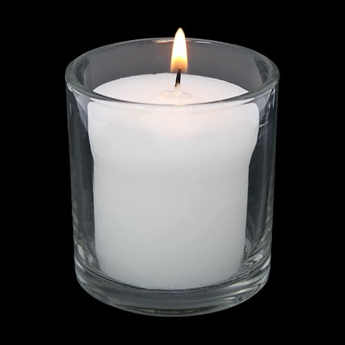Miniatura 6 de Velas votivas blancas en tarro de cristal – Paquete de 3 velas votivas sin humo de larga duración de 24 horas sin perfume – Velas relajantes para