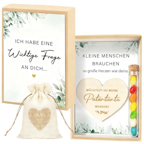 Patentante Fragen Geschenk Willst du Meine Patentante Sein Holz Herz Karte mit Geschenkbox zur Taufâ€¦ – Miniatur