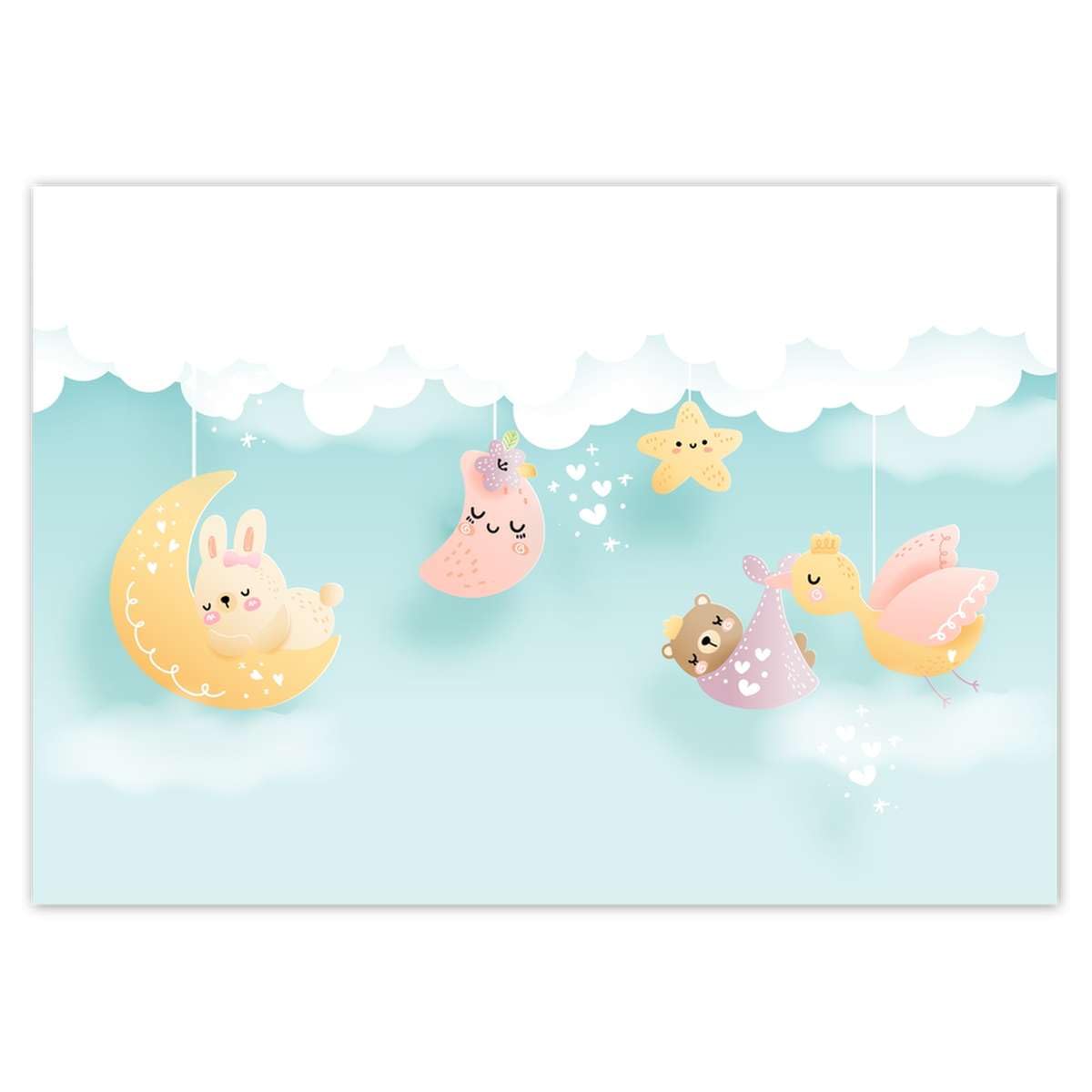 Papier peint non-tissé animaux endormis 312x219cm pour chambre bébé
