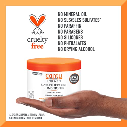 Cantu For Men Leave-In Rinse-Out Conditioner For Hair & Beard, 13 Oz (Packaging May Vary) #TOP7