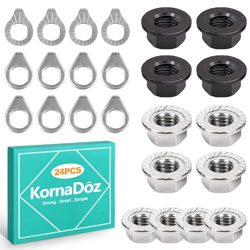 KornaDoz 24PCS M8/M9.5/M10 Bike Axle Nut & Washer Kit -