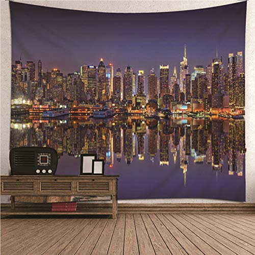 Tapices de pared KnSam de poliéster con patrón decorativo de vista nocturna de 150x130