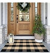 KOZYFLY Buffalo Plaid Area Rugs 27.5x43 Inches Brown and Black Checkered Rug Washable Front Door ...