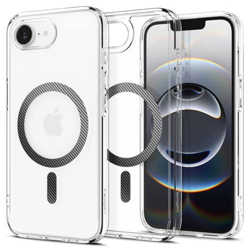 Image of Spigen for iPhone 17e / 16e Case, Ultra Hybrid MagFit [Anti-Yellowing] [Compatible with Magsafe] - Clear Carbon Fiber