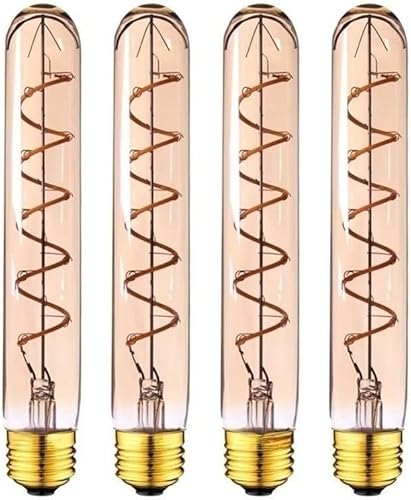 Miniatura 1 de AGIPS Luces de amplio voltaje 4 unidades lámpara LED tubular T30 de 7283in 3 W filamento LED en espiral dorado Edison E26 E27 bombilla LED 2200 K