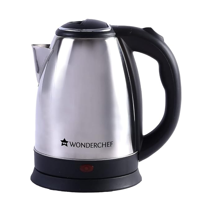 Wonderchef Crescent Electric Kettle 1800W with Stainless Steel Interior | Safety Locking Lid | 1.8L Capacity | 2 Years Warranty