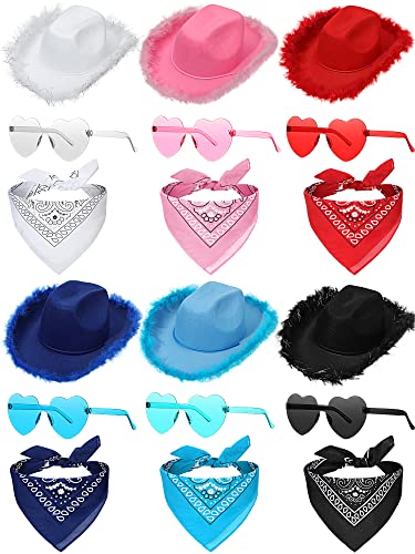 Set de 6 sombreros vaqueros con accesorios para mujer miniatura 1