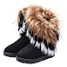 VFDB Women Mid Calf Boot Suede Faux Fur Tassel Outdoor Winter Snow Suede Flat Shoes US 7