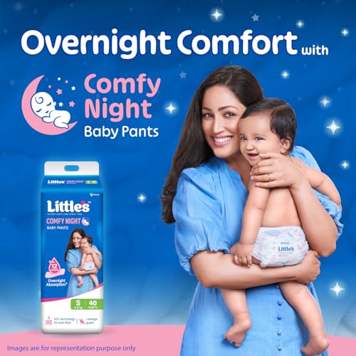 Image of Little's Baby Diapers S Size (Small) Pants Style | 4-8 kg | 120 Count | Comfy Nights Baby Diaper Pants with Leakage Guard & Upto 12 Hours Absorption (40 Count, Pack of 3)