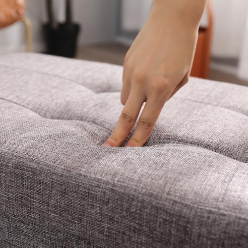 Image of Storage Ottoman Bench Foldable Footrest Foot Stool, 45 inch Fabric Navy