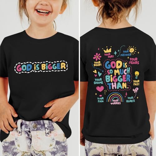 Image of Sulayesh Girls Cute Christian Shirts Jesus God Faith Bible Verse Tshirt for Kids Religious Inspirational Graphic Tees Tops