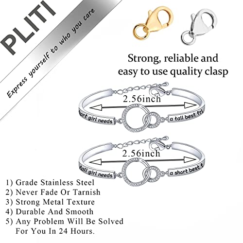 PLITI Funny Short Tall Friend Bracelet Short Tall BFF Set Friendship Jewelry Besties Gift Best Friend Bangle3
