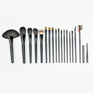 18 Makeup Brushes Wooden Handle Ebony Foundat...