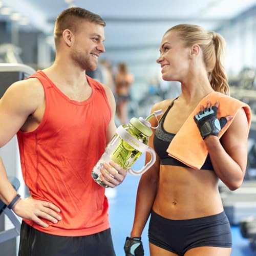Image of 1300ml Large Capacity Insulated Transparent Tumbler Bottle with Straw & Handle, Leakproof Detox, Green Tea, Milkshake, Beverages, Juice & Cold Drinks | Gym, Travel, Office & Fitness (PURPLE)