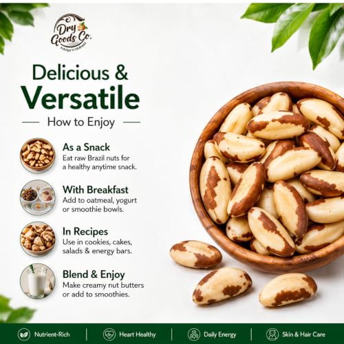 Image of Dry Goods Co. Brazil Nuts 100g | Premium Whole Brazil Nut | Selenium Rich | Jumbo Brazilian Nuts Vaccum Pack
