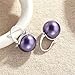HUGE TOMATO Purple Pearl Drop Earrings, 14mm Elegant Big Pearl Earrings S925 Silver Pin Clasp for Women Fashion, Dangle Hoop Earrings for Gift