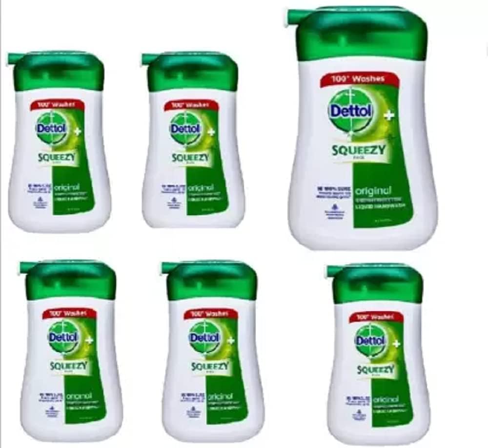 SQUEEZY PACK LIQUID HANDWASH [ PACK OF 6 ] 100 ML Hand Wash Pump Dispenser (6 x 100 ml)