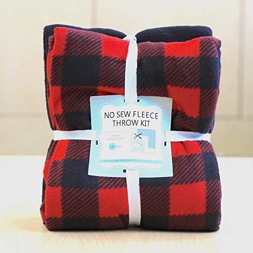 Buffalo Plaid Lumberjack Anti-Pill Premium No-Sew Throw Fleece Fabric Kit (50x60)