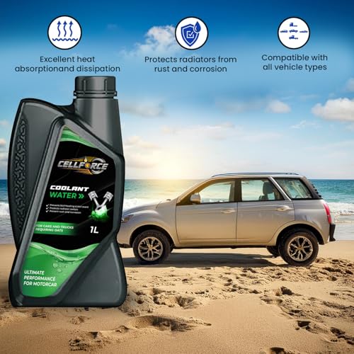 Image of CellForce UltraShield Radiator Coolant Water, 1 Litre, Advanced Anti-Freeze & Anti-Boil, Ultimate Engine Protection, Blue, Ideal for Cars, Bikes & Trucks (Pack of 4)