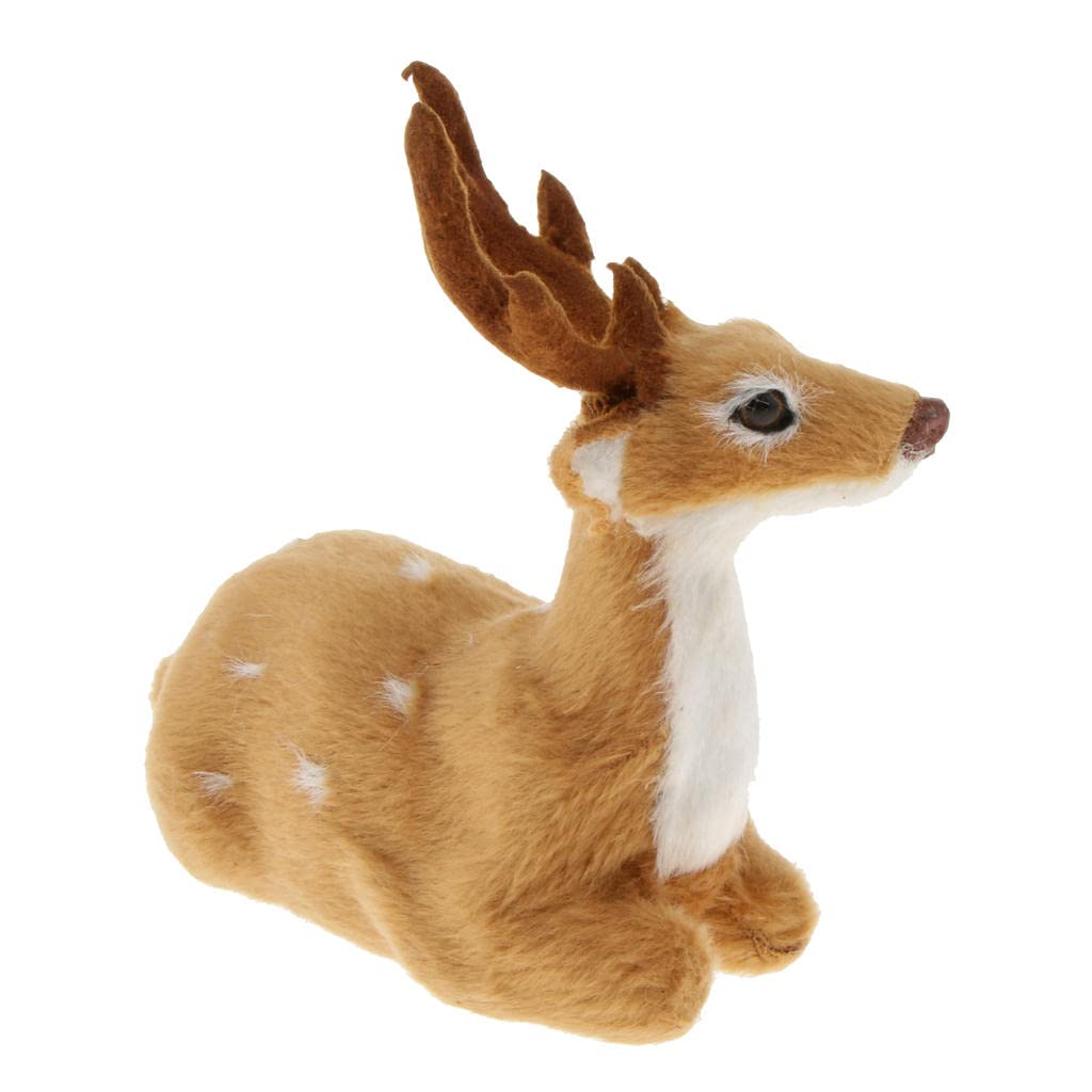 Photo 1 of 2 Prettyia Simulation Lying Sika Deer Reindeer Elk Animal Model Figurine Home Decor Arts and Crafts